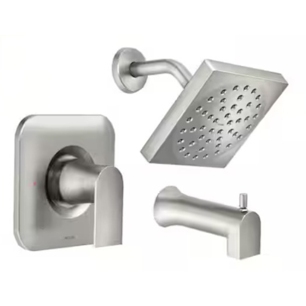 New Moen Genta Tub and Shower Faucet Set Spot Resist Brushed Nickel Posi-Temp